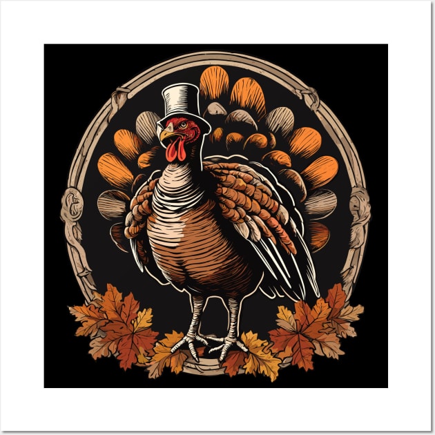 Thanksgiving Turkey Pilgrim Wall Art by Ray Crimson
